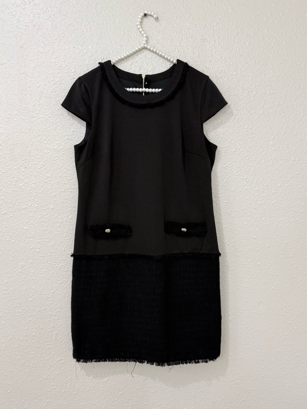 Karl Lagerfeld Paris Ongoing Little Black Tweed Dress Sz 12